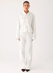 Back Again Oversized Denim Jacket - White